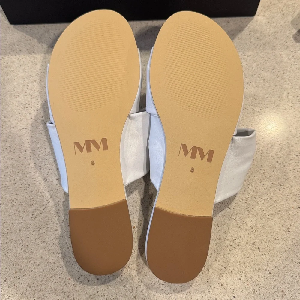 Mara & Mine Isabelle Leather Slide Knotted Slide White Leather Size 8